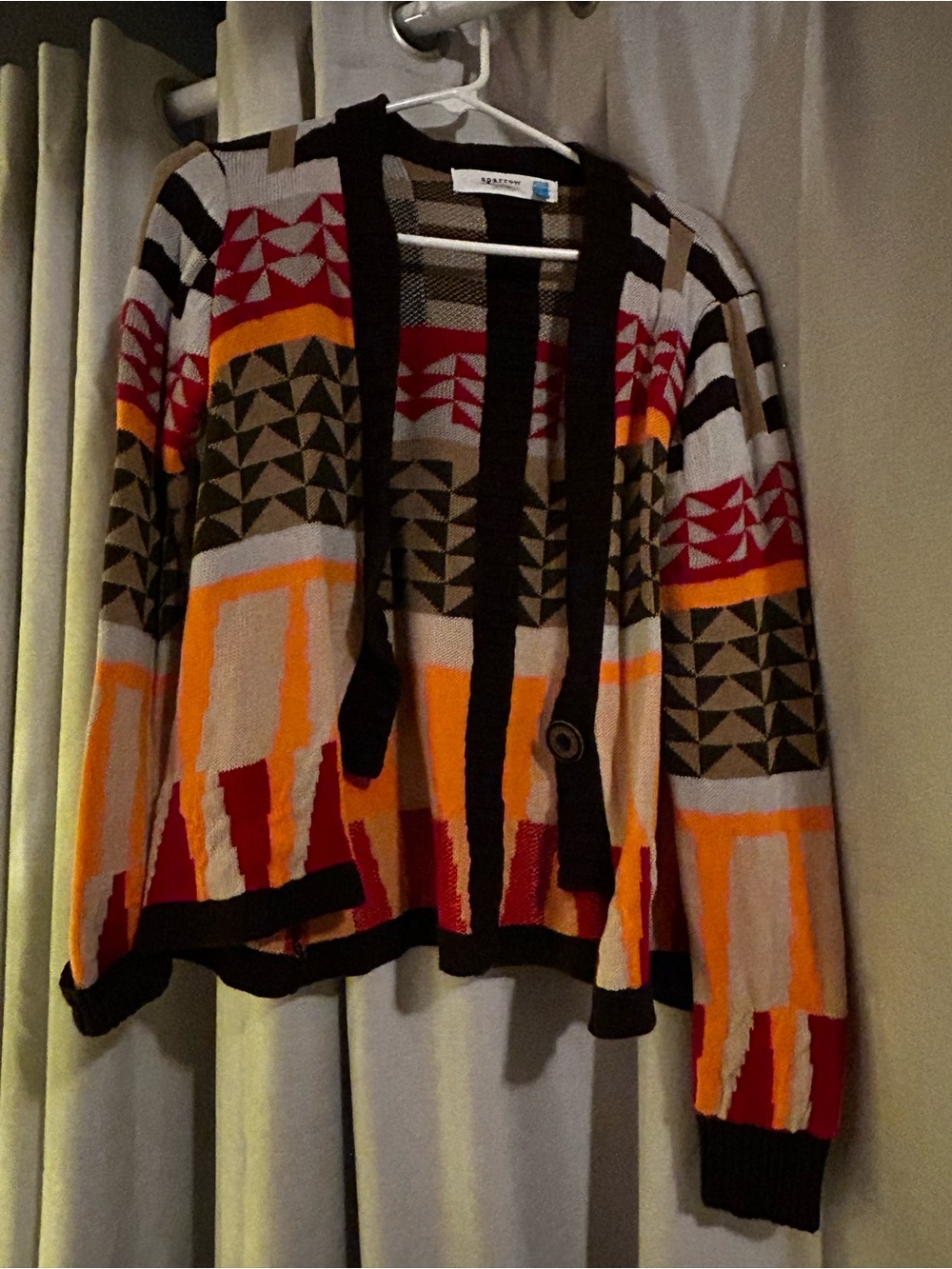 Boho Geometric Open-Front Cardigan Sweater - Multicolor